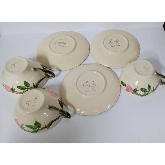 Franciscan DESERT ROSE Coffee Tea Cup Saucer Set of 3 TV Backstamp USA 1963-64 - Picture 6 of 7